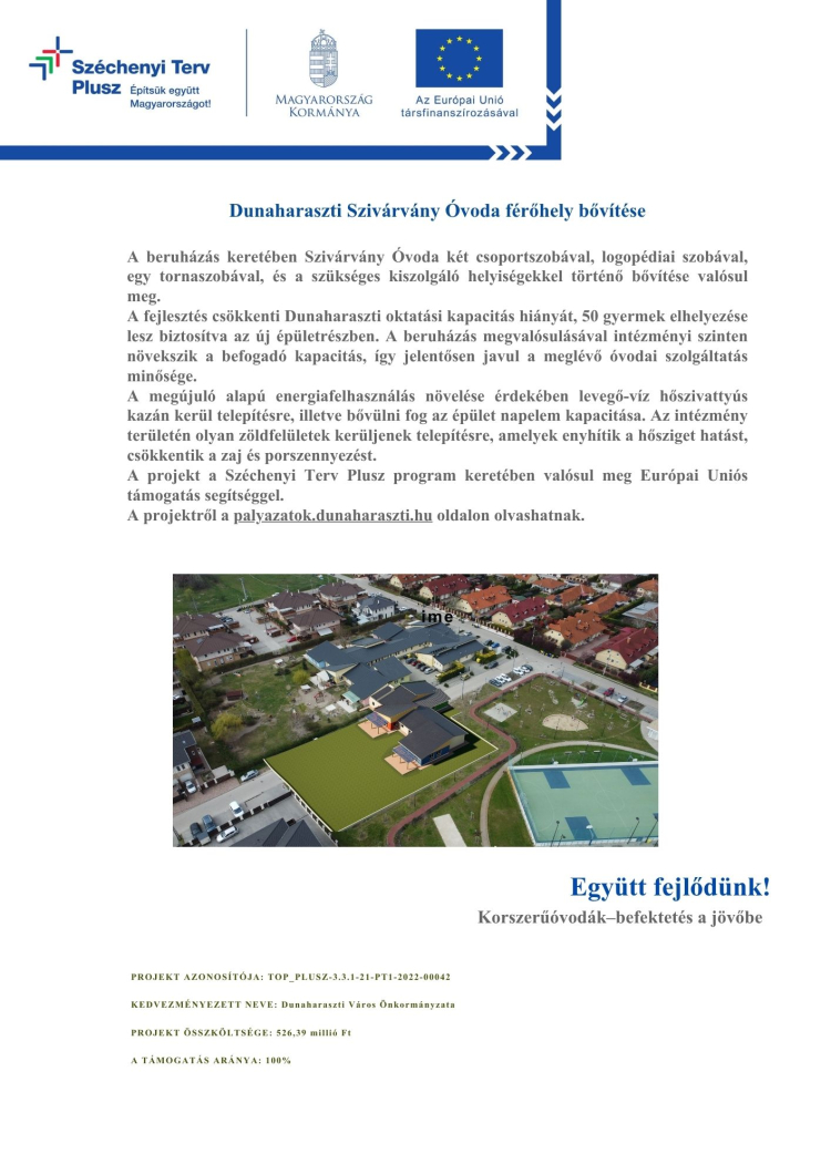 Tájékoztató kiadvány - Szivárvány Óvoda férőhely bővítése